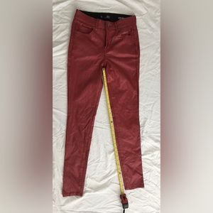 BBJ LA 3/26 burgundy lightweight leather like stretchy skinny jean style pants